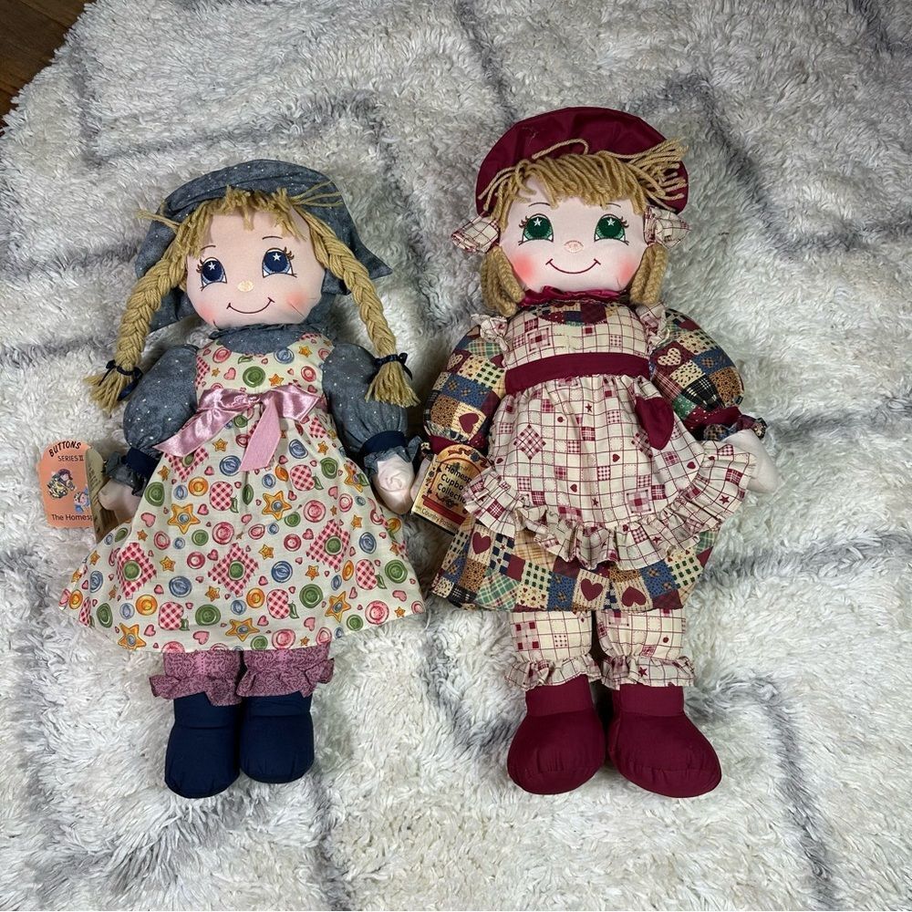 Pair of Rag vintage homespun  Doll Plush Dolls - Multicolor 1997/1998
